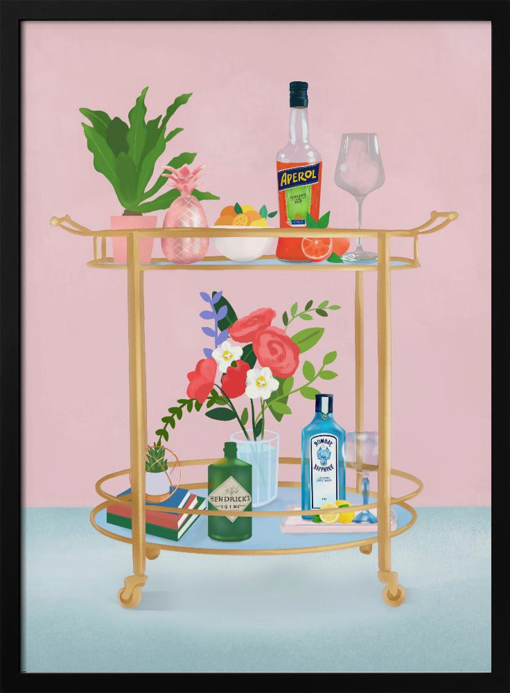 Bar Cart - Stretched Canvas, Poster or Fine Art Print I Heart Wall Art