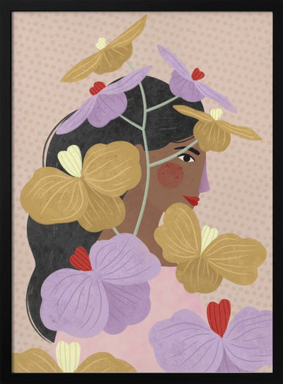 Hidden behind yellow purple flowers - Stretched Canvas, Poster or Fine Art Print I Heart Wall Art