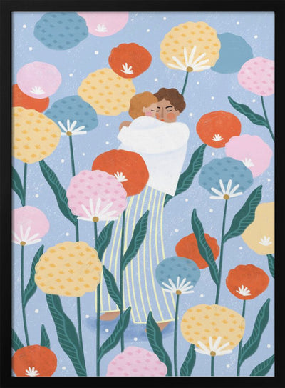 Mother and Child Amongst Flowers - Stretched Canvas, Poster or Fine Art Print I Heart Wall Art