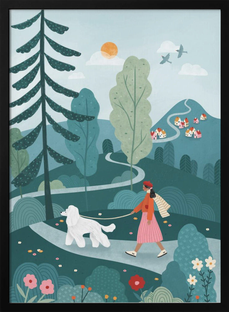 Poodle Walk - Stretched Canvas, Poster or Fine Art Print I Heart Wall Art