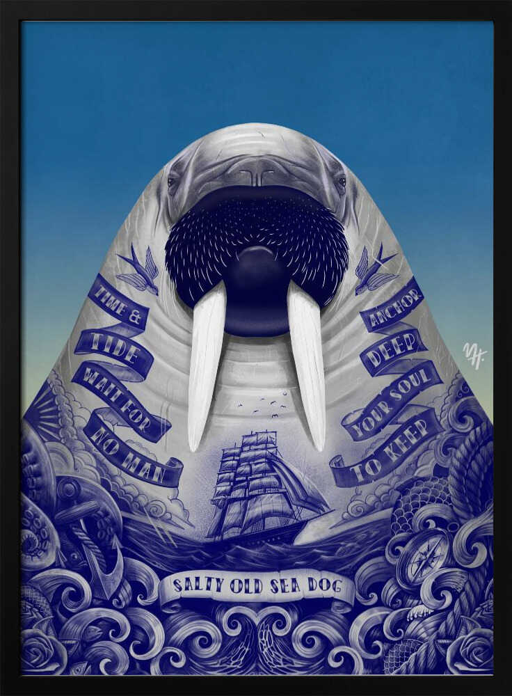 Salty Old Sea Dog - Stretched Canvas, Poster or Fine Art Print