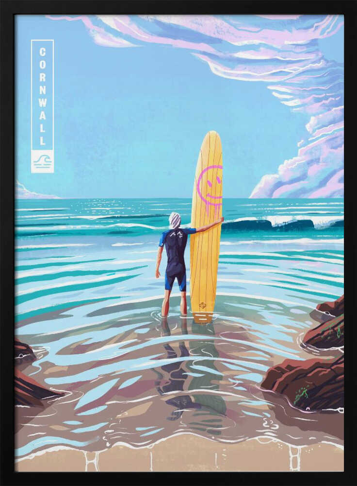 Surf Cornwall - Stretched Canvas, Poster or Fine Art Print