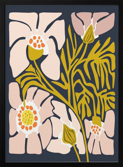 Backyard flower midnight blue - Stretched Canvas, Poster or Fine Art Print I Heart Wall Art