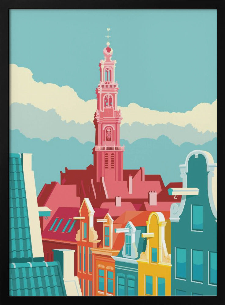 Amsterdam Westerkerk Jordaan - Stretched Canvas, Poster or Fine Art Print I Heart Wall Art