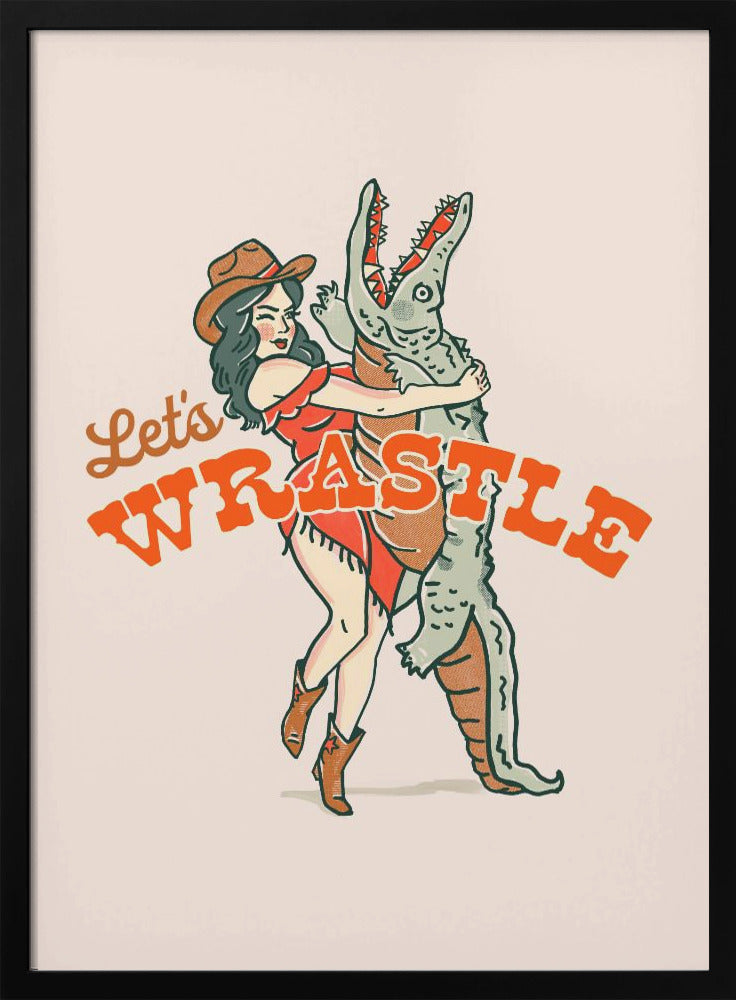 Lets Wrastle Poster - Stretched Canvas, Poster or Fine Art Print I Heart Wall Art