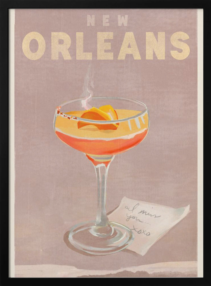 New Orleans Cocktail Travel Poster - Stretched Canvas, Poster or Fine Art Print I Heart Wall Art