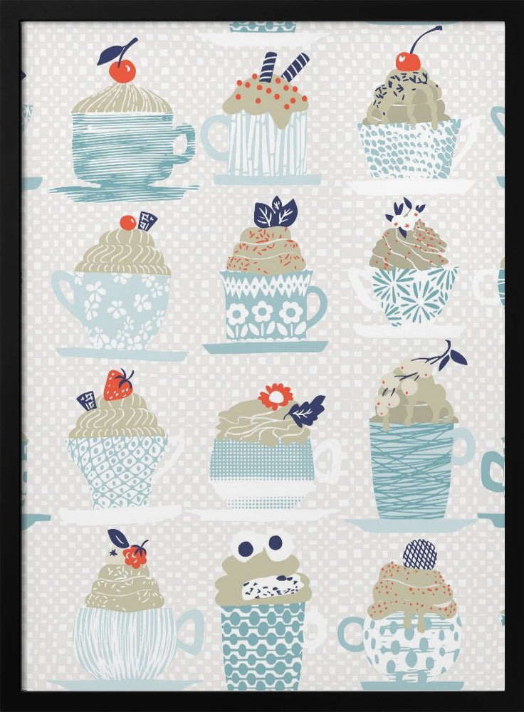 Sweet cupcakes pattern - Stretched Canvas, Poster or Fine Art Print I Heart Wall Art