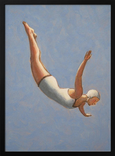 Blue Grey Diver - Stretched Canvas, Poster or Fine Art Print I Heart Wall Art