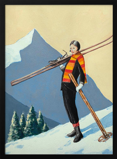 Skier with Colourful Scarf - Stretched Canvas, Poster or Fine Art Print I Heart Wall Art
