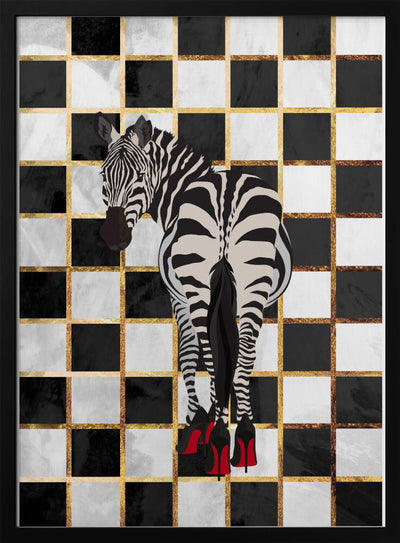 Zebra Heels Checkerboard - Stretched Canvas, Poster or Fine Art Print I Heart Wall Art