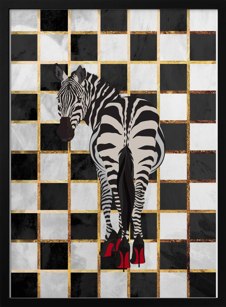 Zebra Heels Checkerboard - Stretched Canvas, Poster or Fine Art Print I Heart Wall Art