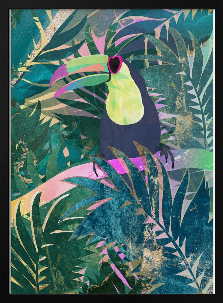 Jungle Rainbow Toucan - Stretched Canvas, Poster or Fine Art Print I Heart Wall Art