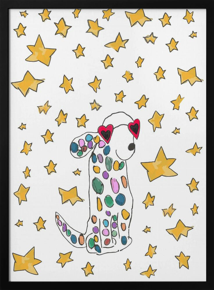 Rainbow Polkadot Dog - Stretched Canvas, Poster or Fine Art Print I Heart Wall Art
