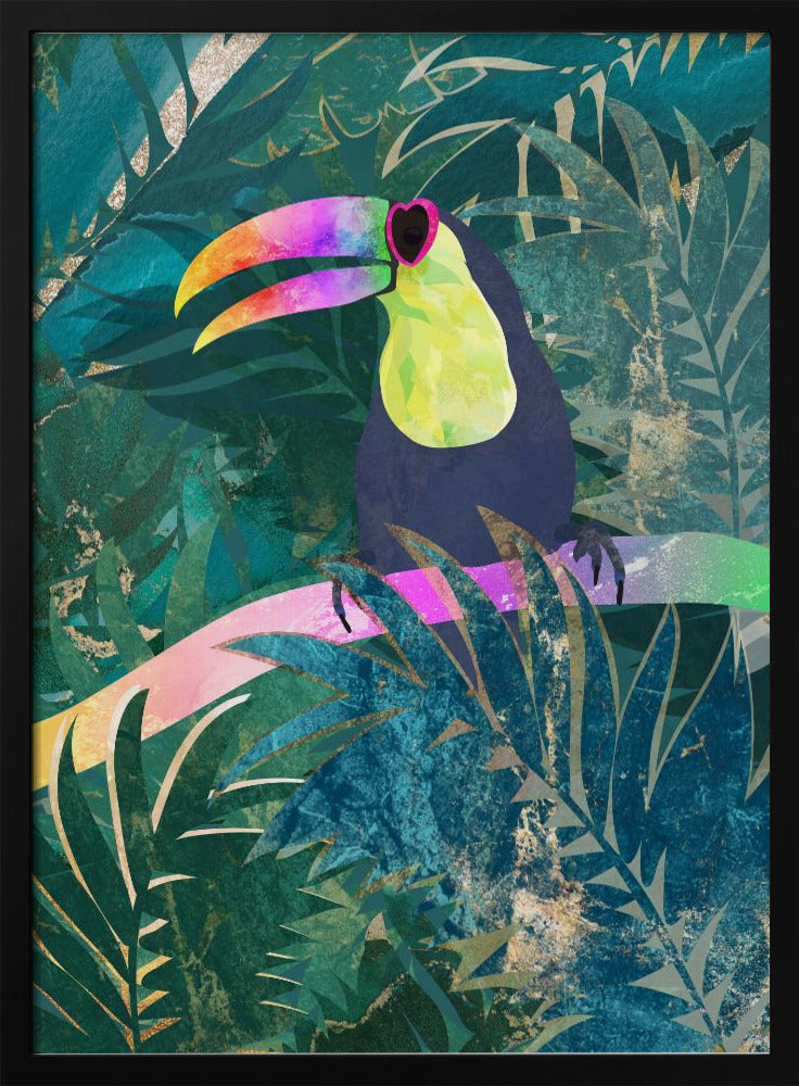 Jungle Rainbow Toucan - Stretched Canvas, Poster or Fine Art Print I Heart Wall Art