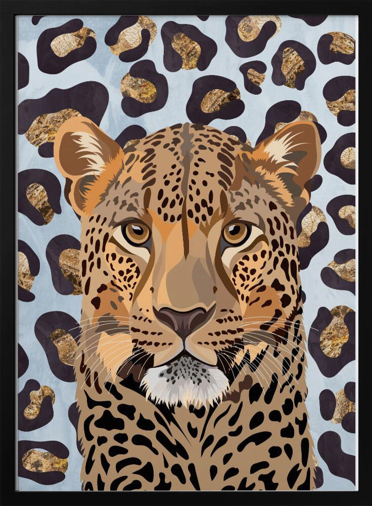 Leopard Print Leopard Blue - Stretched Canvas, Poster or Fine Art Print I Heart Wall Art