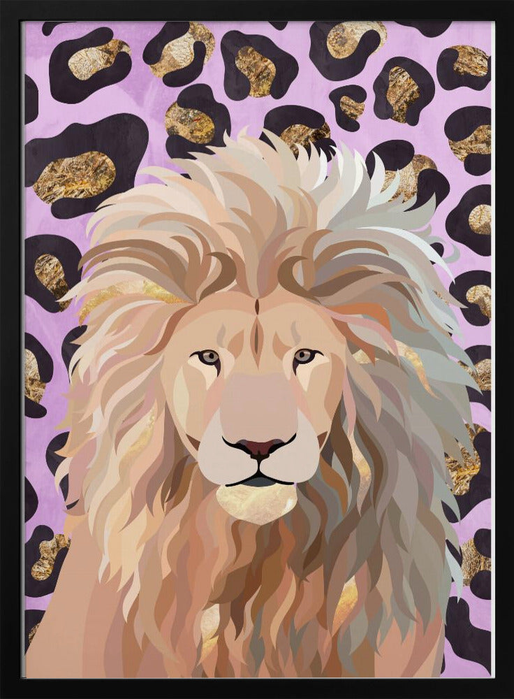 Leopard Print Lion Pink - Stretched Canvas, Poster or Fine Art Print I Heart Wall Art