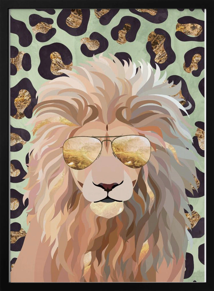 Leopard Print Lion Green - Stretched Canvas, Poster or Fine Art Print I Heart Wall Art