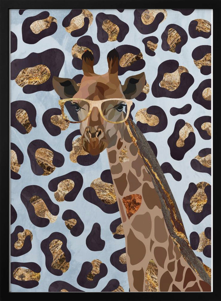 Leopard Print Giraffe Blue - Stretched Canvas, Poster or Fine Art Print I Heart Wall Art