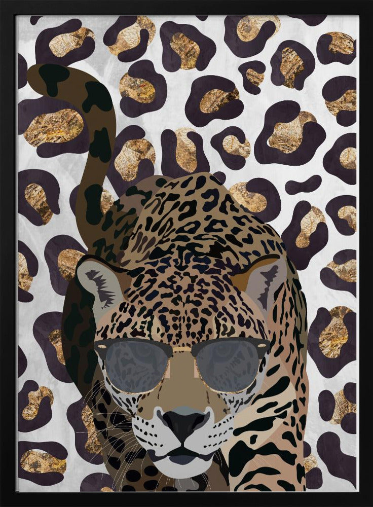 Leopard Print Jaguar Grey - Stretched Canvas, Poster or Fine Art Print I Heart Wall Art