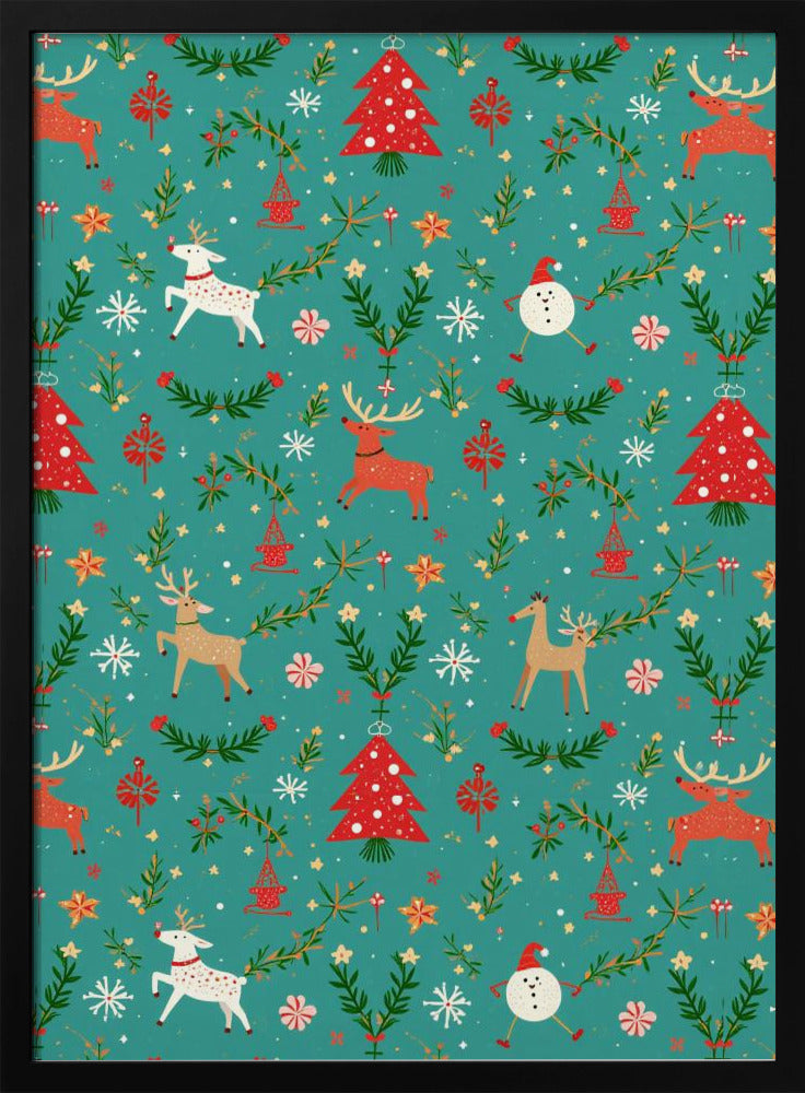 Festive Reindeer Wonderland - Stretched Canvas, Poster or Fine Art Print I Heart Wall Art