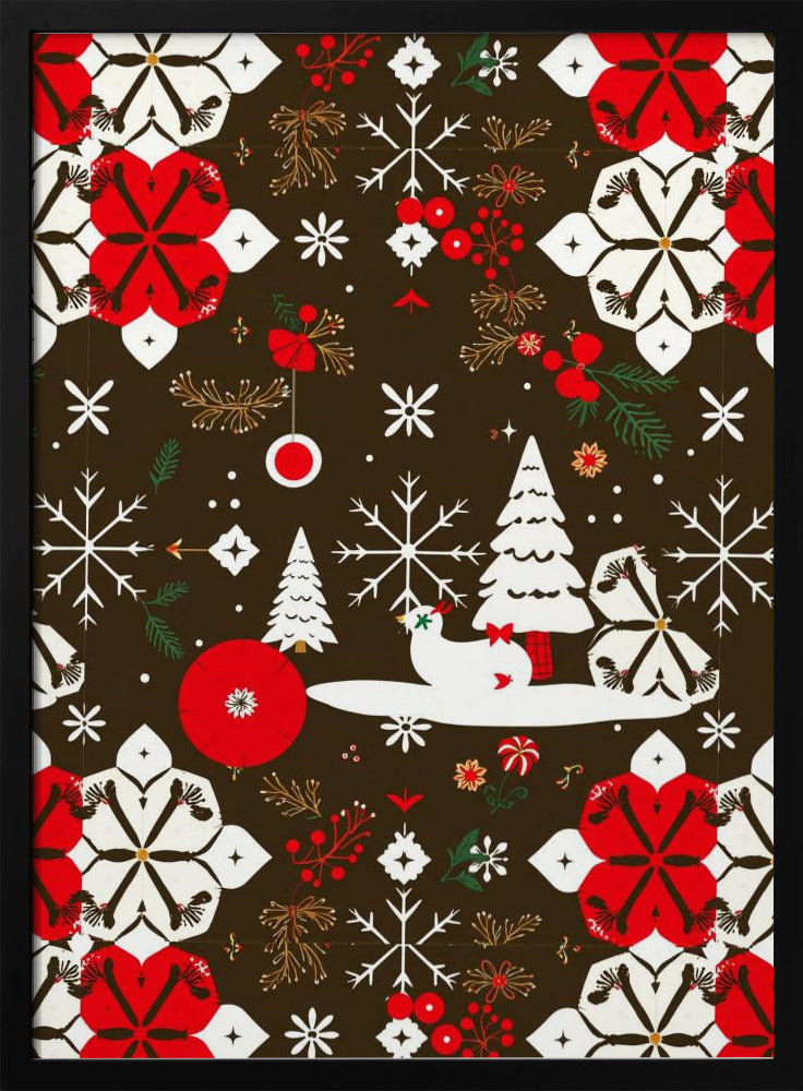 Snowy Festivities Pattern - Stretched Canvas, Poster or Fine Art Print I Heart Wall Art