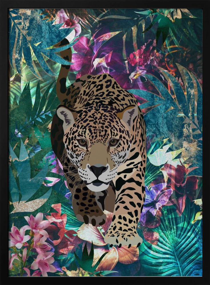 Tropical Jungle Jaguar - Stretched Canvas, Poster or Fine Art Print I Heart Wall Art