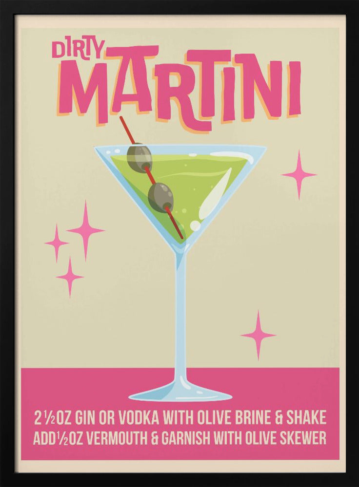 Dirty Martini Cocktail 01.png - Stretched Canvas, Poster or Fine Art Print I Heart Wall Art