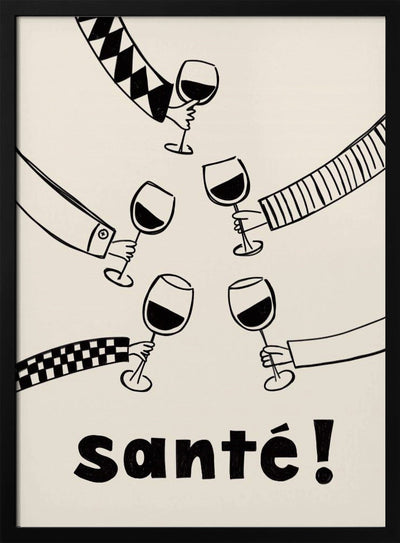 Santé Wine Party with Friends - Stretched Canvas, Poster or Fine Art Print I Heart Wall Art