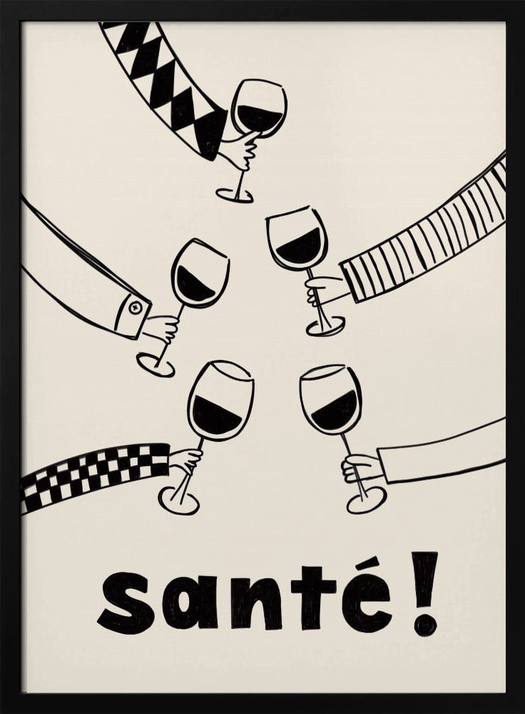 Santé Wine Party with Friends - Stretched Canvas, Poster or Fine Art Print I Heart Wall Art
