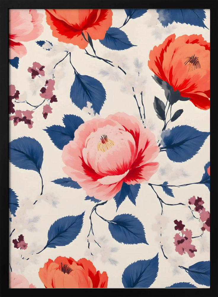 Crimson and Coral Flower - Stretched Canvas, Poster or Fine Art Print I Heart Wall Art