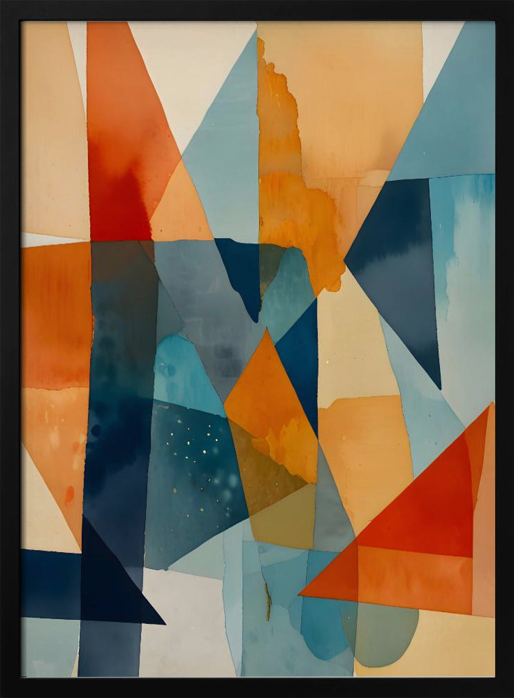 Abstract Angles of Blue and Orange - Stretched Canvas, Poster or Fine Art Print I Heart Wall Art