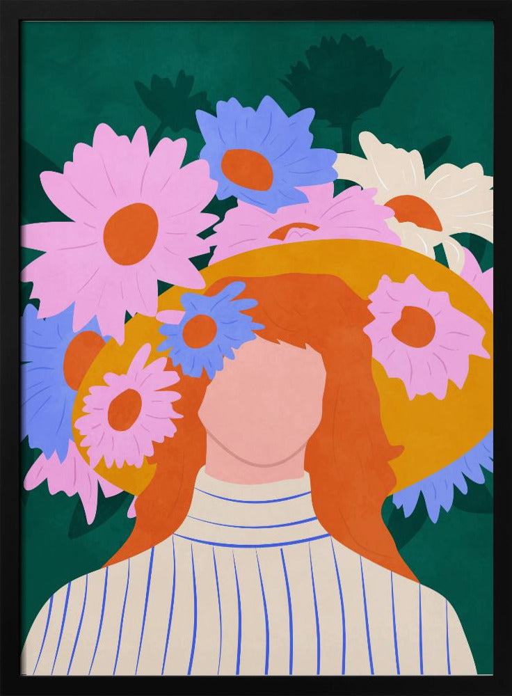 Golden Hat & Wildflowers - Stretched Canvas, Poster or Fine Art Print I Heart Wall Art