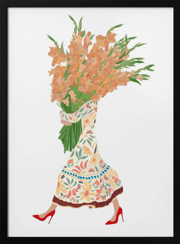 Boho Floral Dress white - Stretched Canvas, Poster or Fine Art Print I Heart Wall Art