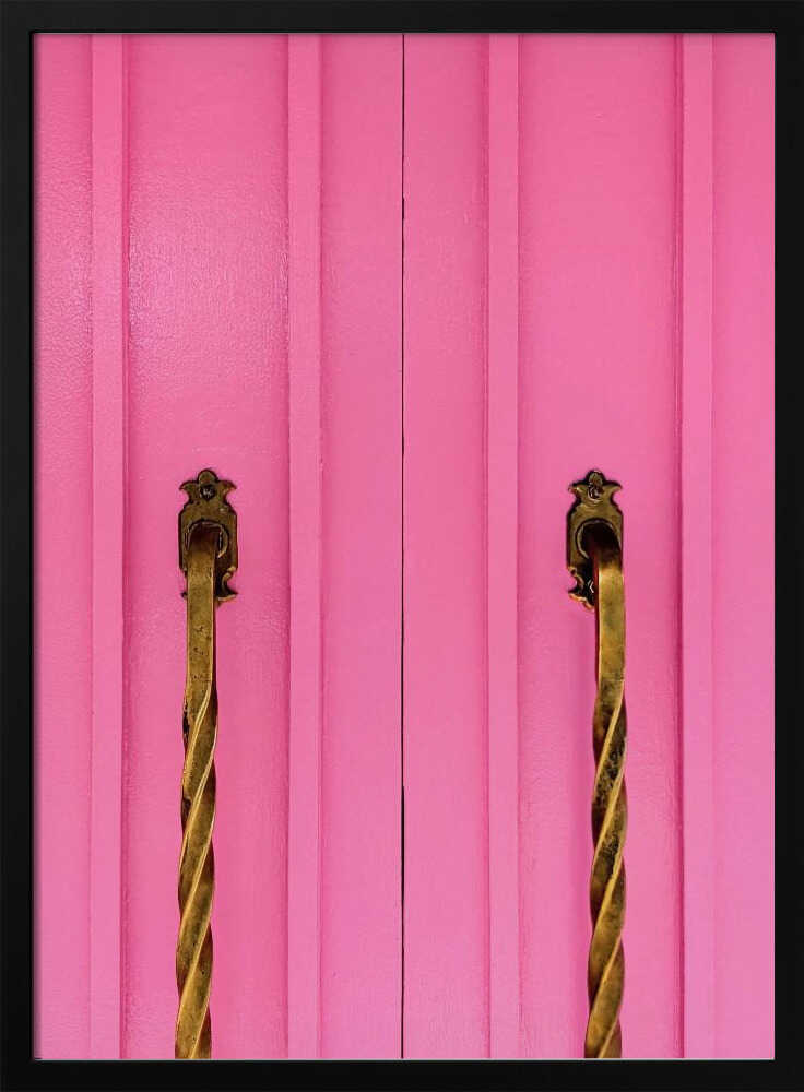 Modern Pink Doors with Brass Handles - Stretched Canvas, Poster or Fine Art Print I Heart Wall Art