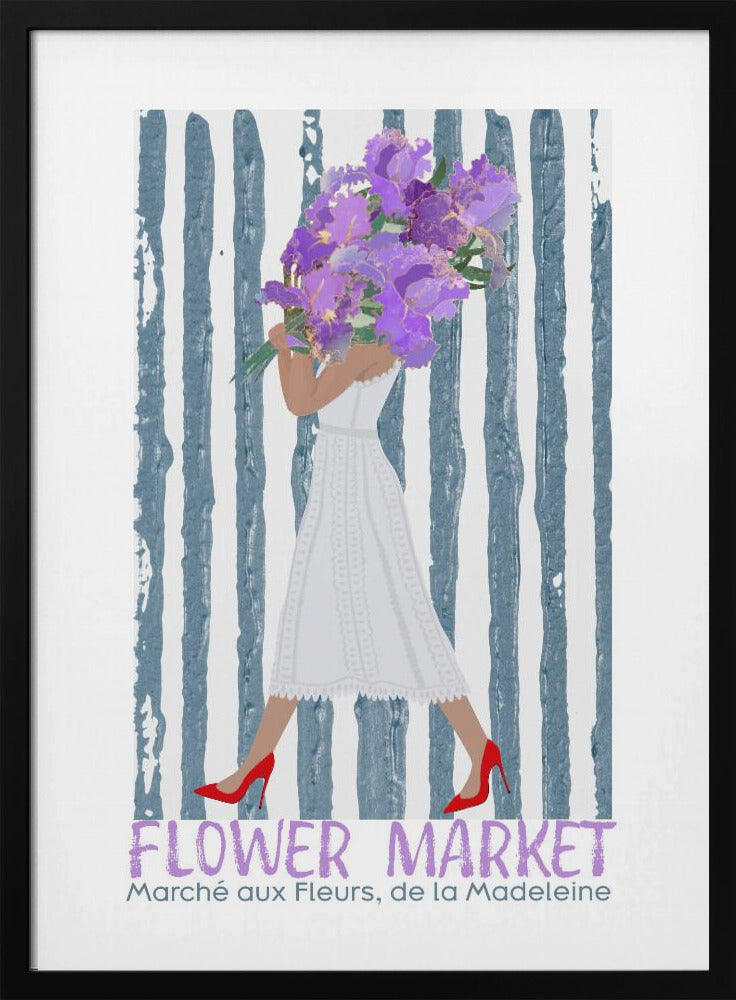 Flower Market Marche aux fleurs Paris - Stretched Canvas, Poster or Fine Art Print I Heart Wall Art