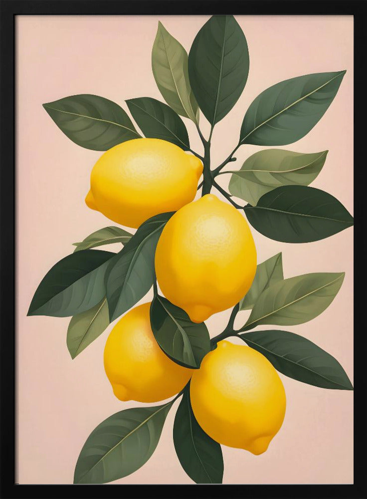 Golden Lemons On Green - Stretched Canvas, Poster or Fine Art Print I Heart Wall Art