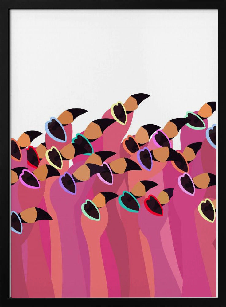 Flock flamingo white - Stretched Canvas, Poster or Fine Art Print I Heart Wall Art