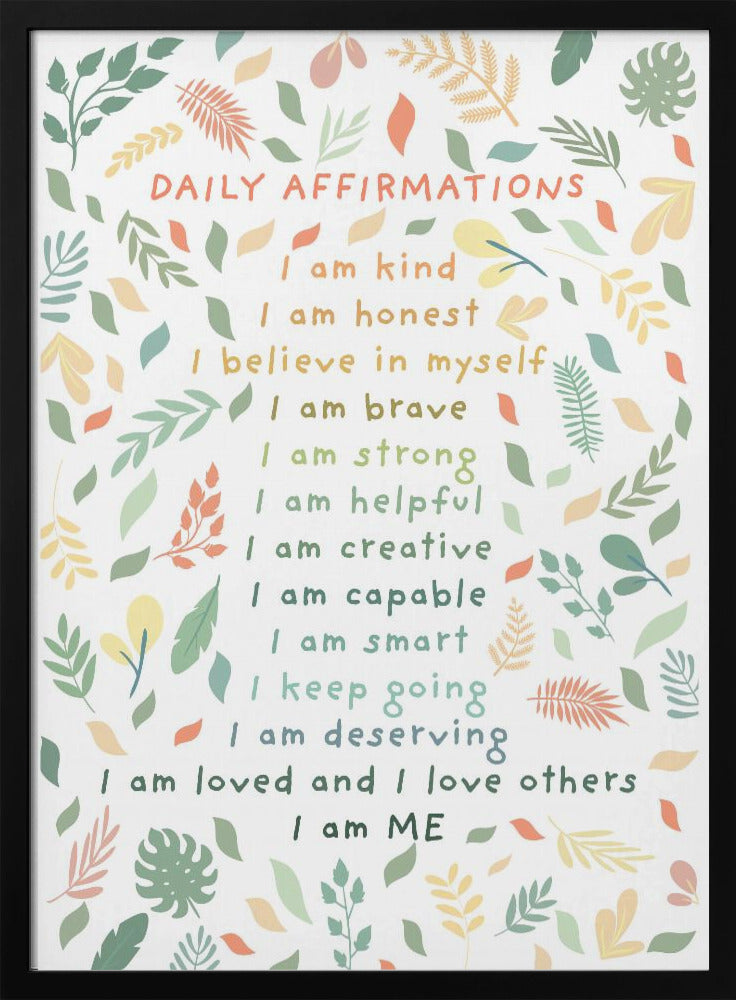 Daily Affirmations leaves - Stretched Canvas, Poster or Fine Art Print I Heart Wall Art
