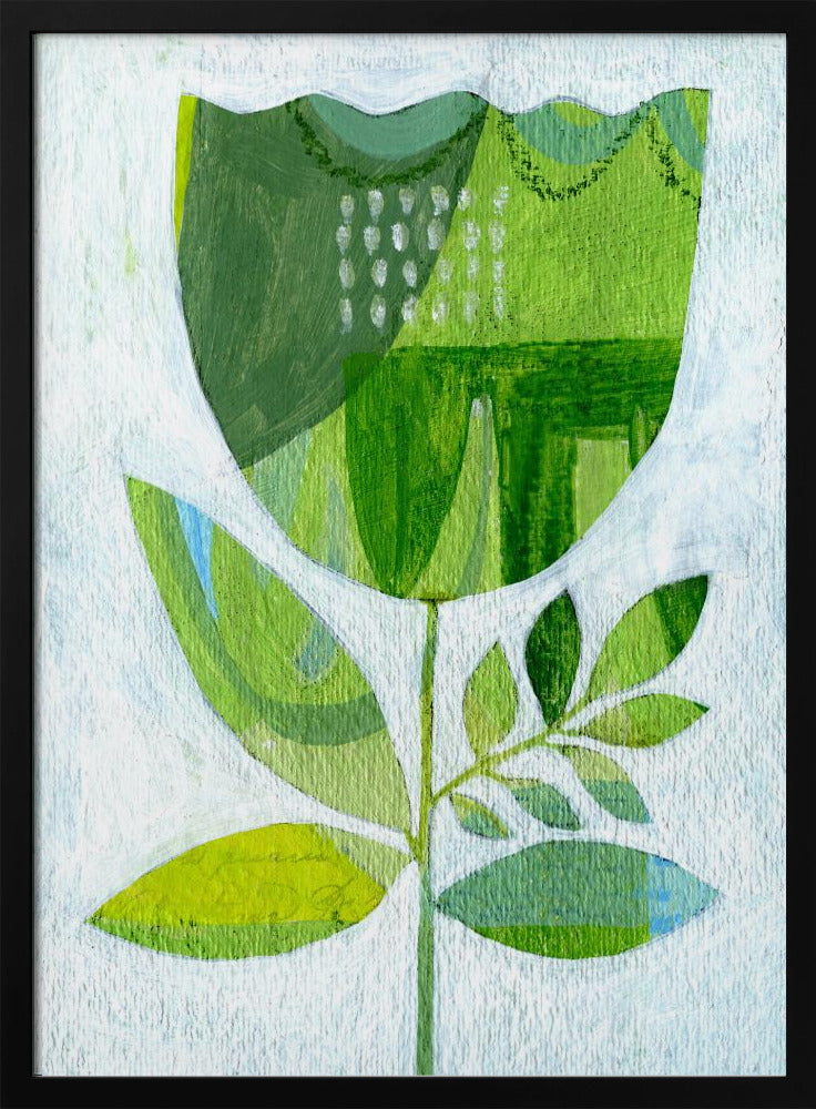 Abstract Tulip Green - Stretched Canvas, Poster or Fine Art Print I Heart Wall Art