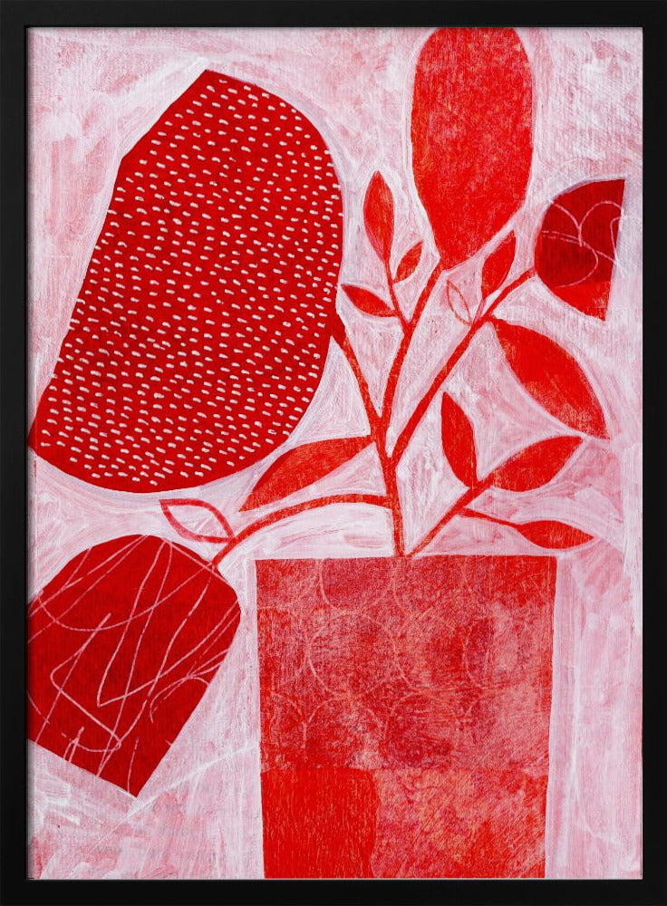 Red Floral Vase - Stretched Canvas, Poster or Fine Art Print I Heart Wall Art