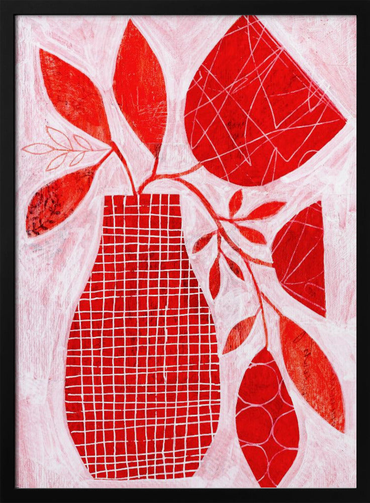 Red Floral Vase - Stretched Canvas, Poster or Fine Art Print I Heart Wall Art