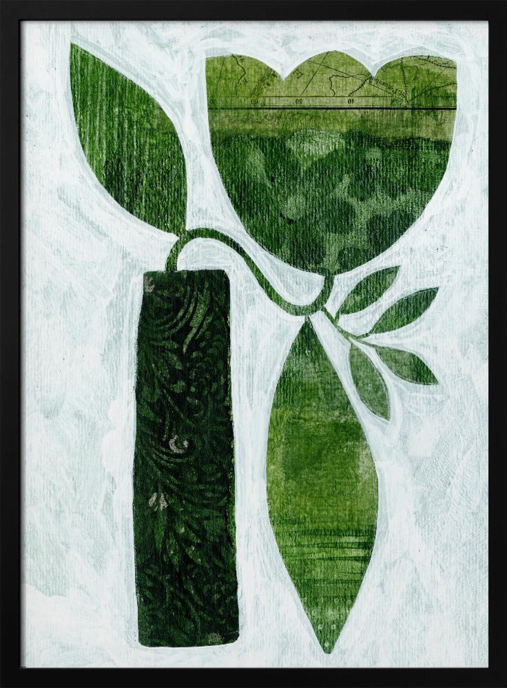 Abstract Green Tulip - Stretched Canvas, Poster or Fine Art Print I Heart Wall Art