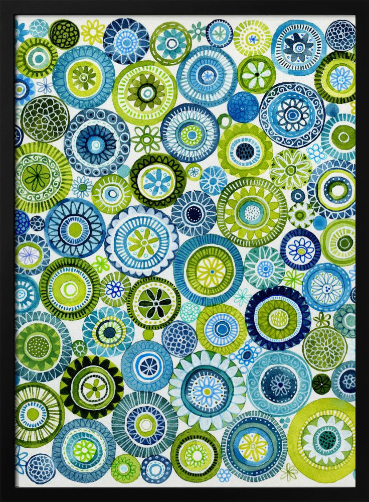 Frolic Floral Circles Pattern - Stretched Canvas, Poster or Fine Art Print I Heart Wall Art