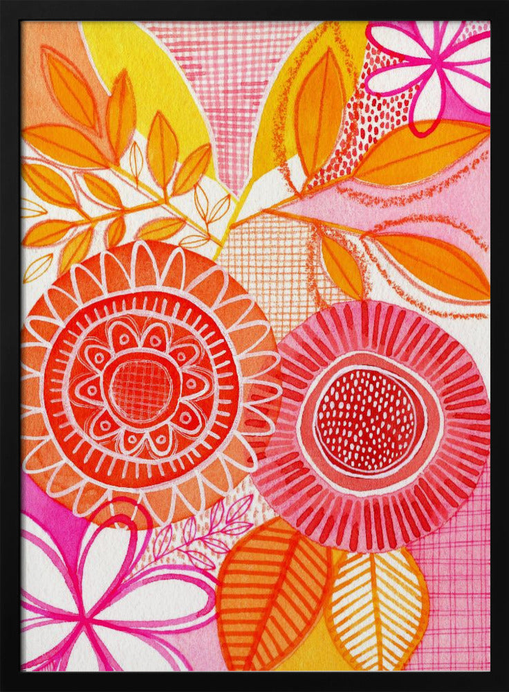 Hot Floral - Stretched Canvas, Poster or Fine Art Print I Heart Wall Art