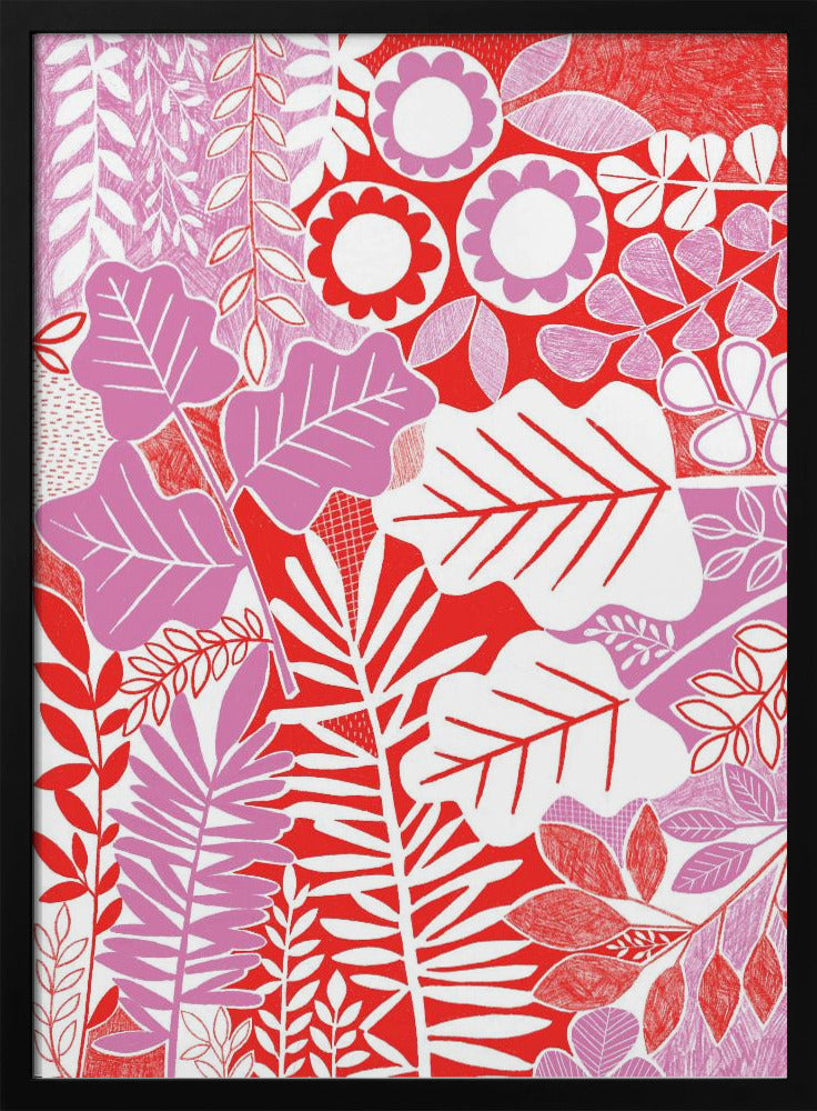 Modern Botanical  Lavender &amp; Red - Stretched Canvas, Poster or Fine Art Print I Heart Wall Art