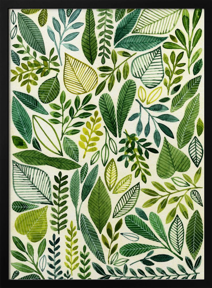 Green Leaves In Various Shapes - Stretched Canvas, Poster or Fine Art Print I Heart Wall Art