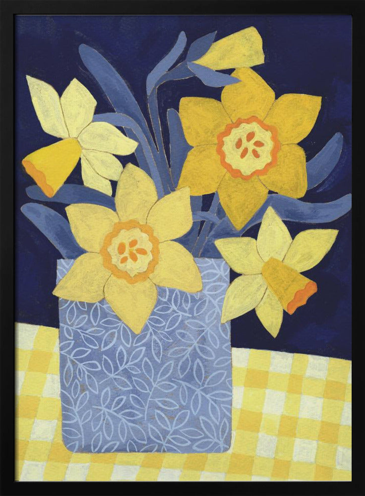 Daffodils With Yellow Gingham - Stretched Canvas, Poster or Fine Art Print I Heart Wall Art