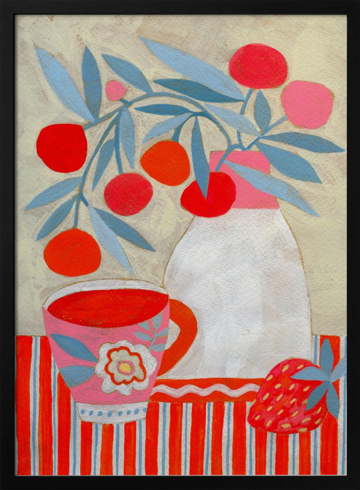 Tea &amp;amp; Strawberries - Stretched Canvas, Poster or Fine Art Print I Heart Wall Art