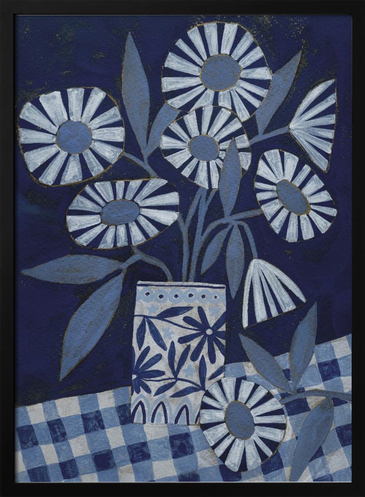 Stylized Flowers In A Decorative Vase - Stretched Canvas, Poster or Fine Art Print I Heart Wall Art