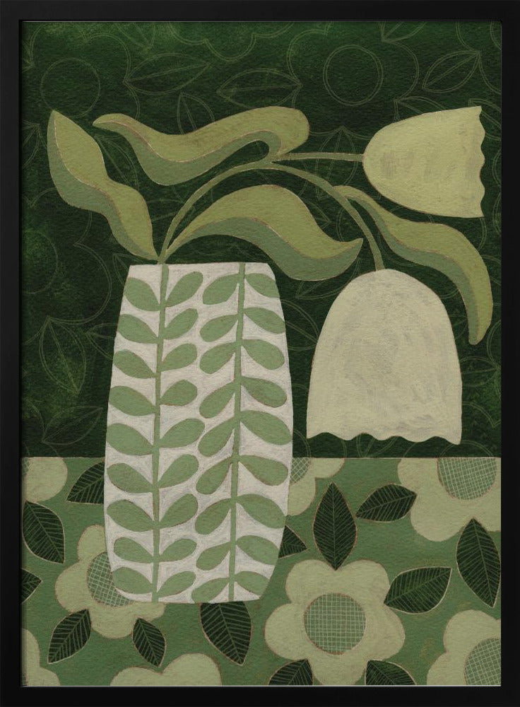 Green Tulip Still Life - Stretched Canvas, Poster or Fine Art Print I Heart Wall Art